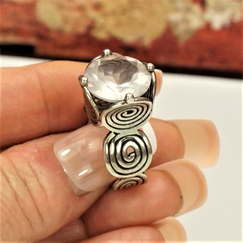 ISRAEL BIG CZ STERLING RING SIZE 8.25 HANDMADE RARE - Picture 10 of 16